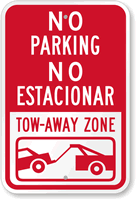 No Parking - Tow-Away Zone Bilingual Sign
