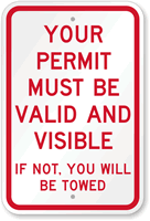Your Permit Must Be Valid And Visible Sign