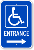ADA Handicapped Entrance Sign with Arrow