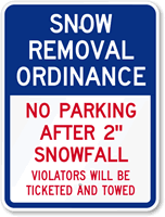 Snow Removal Ordinance Sign