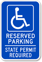 Reserved Parking State Permit Required ADA Sign