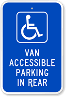 Van Accessible Parking In Rear Handicap Parking Sign