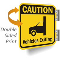 Caution Vehicles Exiting Sign (with Graphic)