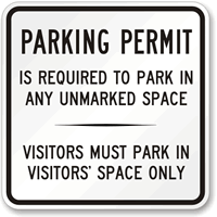 Parking Permit Required Visitors Park Visitors' Space Sign