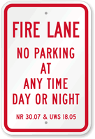 Wisconsin Fire Lane No Parking Sign