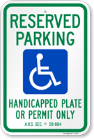 Reserved Parking Handicap Plate Sign