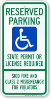 South Dakota Reserved ADA Parking, Permit Required Sign