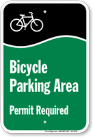 Bicycle Parking Area Permit Required Sign