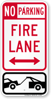 Bidirectional Fire Lane, No Parking Sign