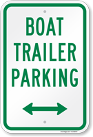 Boat Trailer Parking Sign with Arrow