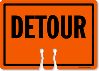 DETOUR Cone Top Warning Sign