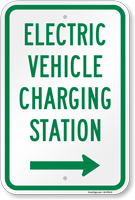 Electric Vehicle Charging Station Sign with Arrow