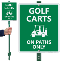 Golf Carts On Paths Only Sign