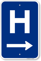 H Symbol Hospital Entrance Sign with Arrow