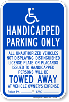 Handicapped Parking Only, Reserved Parking Sign