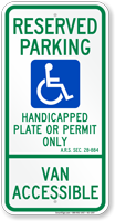 Arizona Reserved ADA Parking Sign, A.R.S. § 28-884