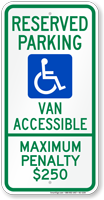 North Carolina Reserved Parking, Van Accessible Sign