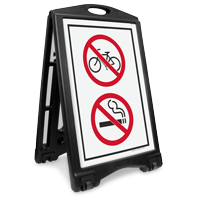 No Bicycle And Smoking Symbol Sidewalk Sign