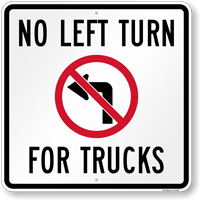 No Left Turn For Trucks Sign