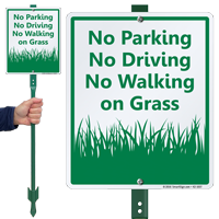 No Parking or Walking On Grass Lawnboss Sign
