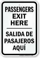Passengers Exit Here Bilingual Drop Off Sign