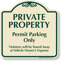 Private Property, Permit Parking Only Signature Sign