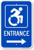 ADA Handicapped Entrance Sign with Updated ISA Symbol