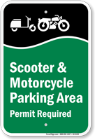 Scooter And Motorcycle Parking Area Permit Required Sign