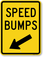 Speed Bumps Sign with Arrow