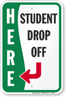 Student Drop-Off towards Left Sign