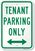 Tenant Parking Only Sign with Arrow