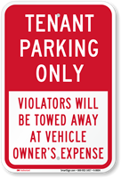 Tenant Parking Only Violators Will Be Towed Sign