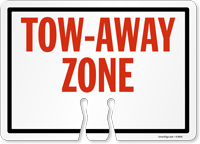 TOW-AWAY ZONE Cone Top Warning Sign