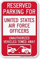 Reserved Parking United States Air Force Officers Sign