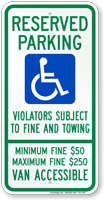 Pennsylvania Reserved Parking, Van Accessible Sign