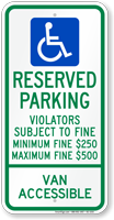Ohio Reserved Parking, Van Accessible Sign