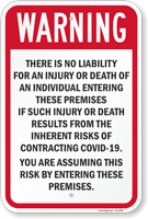 Warning You Accept Risks of Contracting Flu On Premises Sign