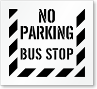 No Parking, Bus Stop Pavement Stencil