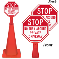 Stop, No Turn Around, Private Driveway Sign