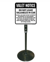Valet Notice Do Not Leave Valuables In Car Notice Sign