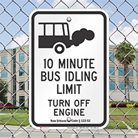 State Idle Signs for Louisiana, 10 Minute Limit