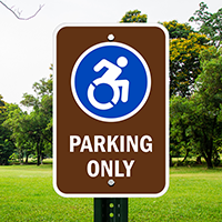 Parking Only With Updated Accessible Symbol Signs