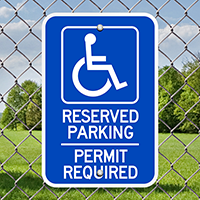 Reserved Parking Permit Required (handicapped symbol) Signs