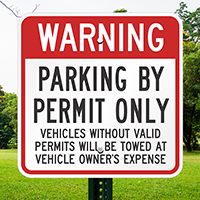 Permit Parking Residents Vehicles Towed Signs