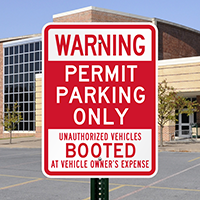 Parking Permit Unauthorized Vehicles Booted Signs