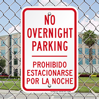 Bilingual No Overnight Parking Signs