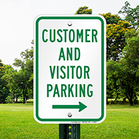 Customer And Visitor Parking With Right Arrow Signs