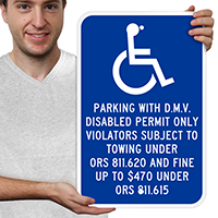 Disabled Permit Violators Towing Signs