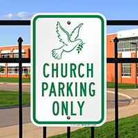 Church Parking Only Signs (Dove Symbol)