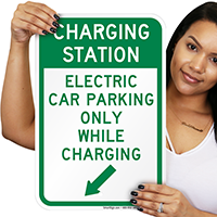 Electric Car Parking Only Signs (With Left Arrow)